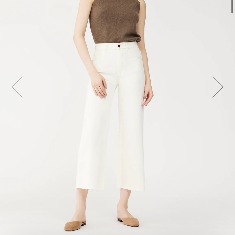 DL1961 White Hepburn Cropped Jeans